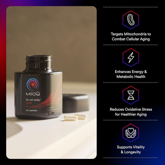 Mitoq Pure Mitochondria-Targeted Antioxidant Supplement | Reducing Free Radical Damage & Oxidative Stress | Supports Cellular Longevity, Metabolic Health, Healthier Aging, And Energy (60 Capsules)
