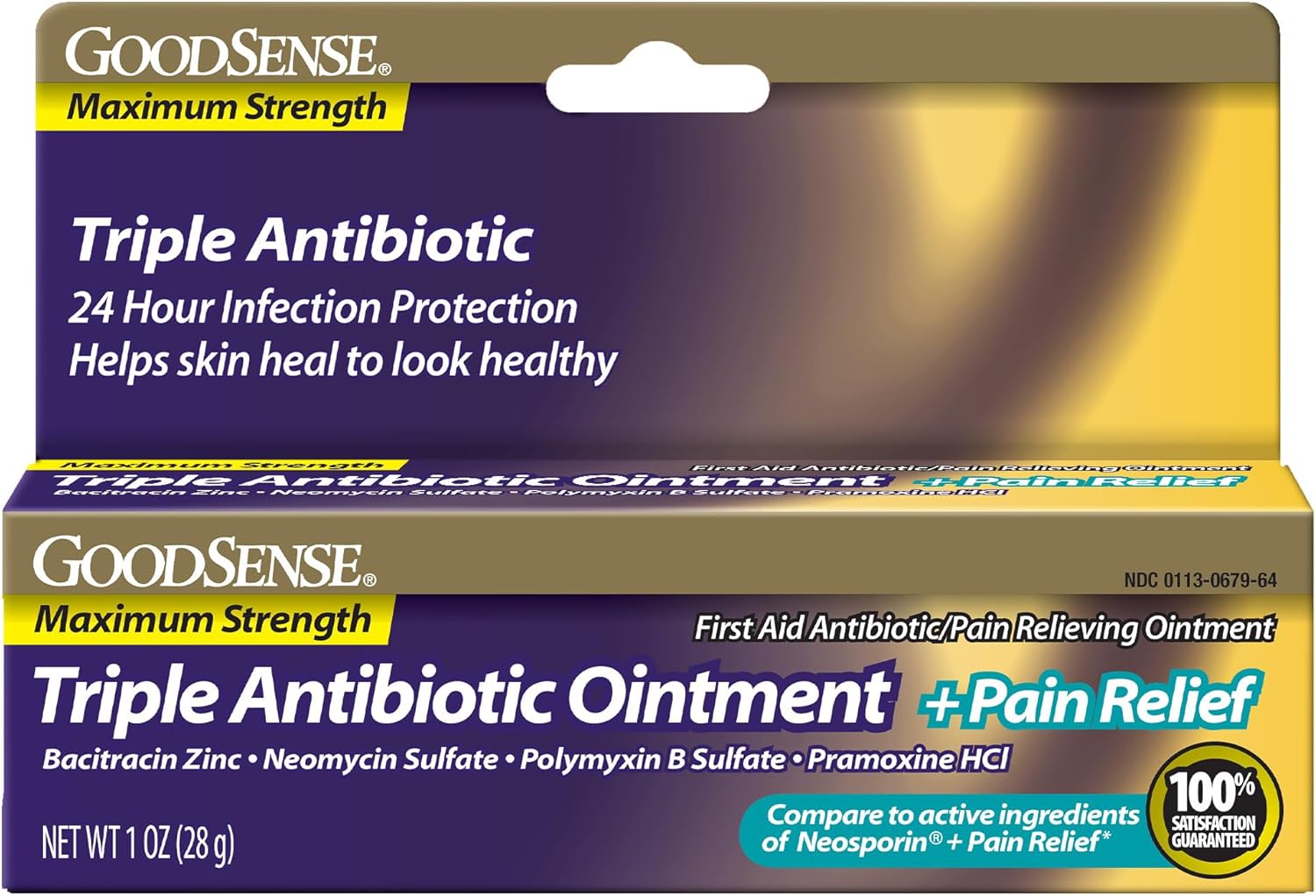 Goodsense Maximum Strength Triple Antibiotic Ointment Plus Pain Relief, Soothes Painful Cuts, Scrapes, And Burns, While Preventing Infection, 1 Ounce