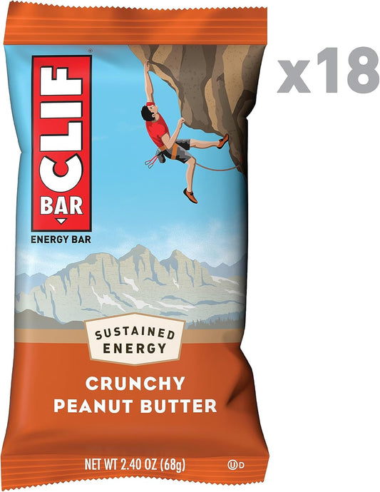 Clif Bar - Crunchy Peanut Butter - Made With Organic Oats - 11G Protein - Non-Gmo - Plant Based - Energy Bars - 2.4 Oz. (18 Pack)