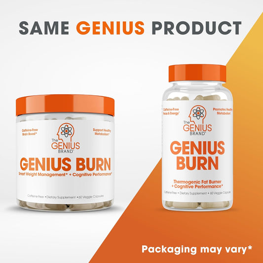 Genius Thermogenic Fat Burner, 60 Diet Veggie Pills - Weight Loss & Metabolism Supplement, Appetite Suppressant & Energy Booster - Caffeine-Free Nootropic Focus & Brain Boost - Ashwagandha & Teacrine