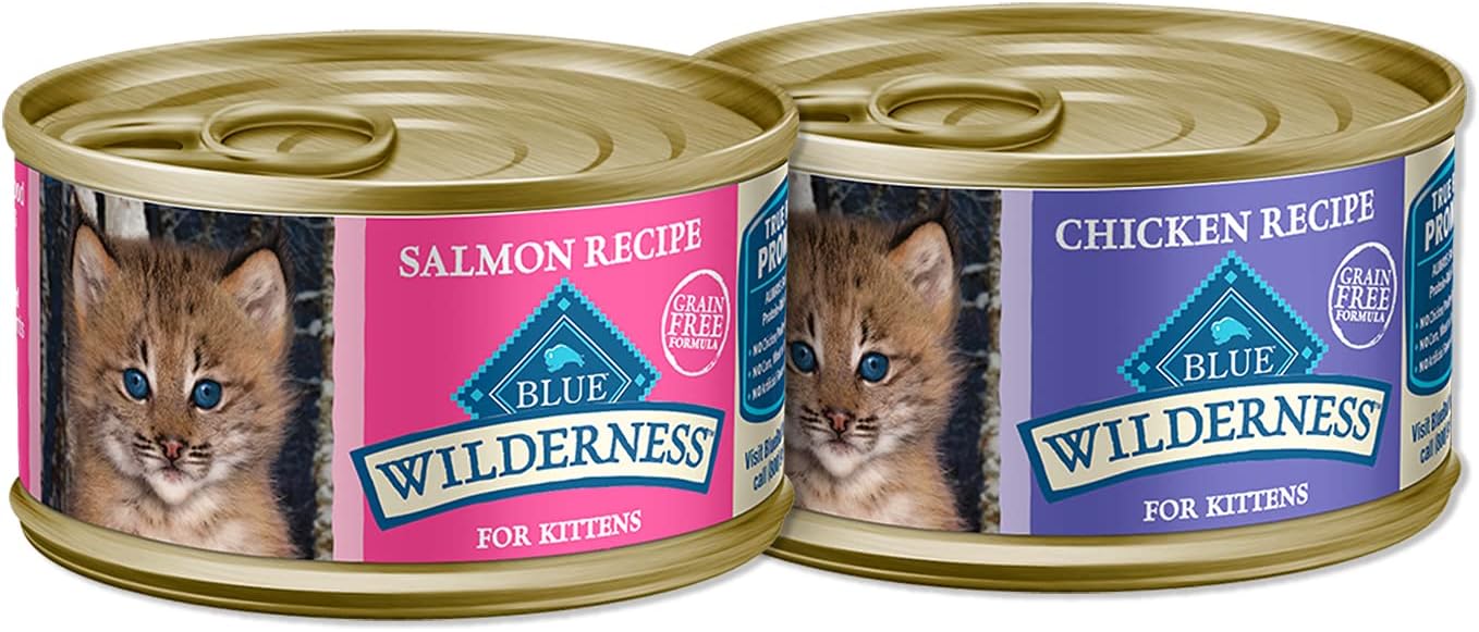 Blue Buffalo Wilderness High Protein Grain Free, Natural Kitten Pate Wet Cat Food, Chicken & Salmon 3-oz cans (48 count - 24 of each flavor) : Pet Supplies