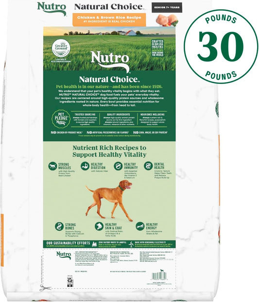 Nutro Natural Choice Senior Dry Dog Food, Chicken And Brown Rice Recipe, 30 Lbs