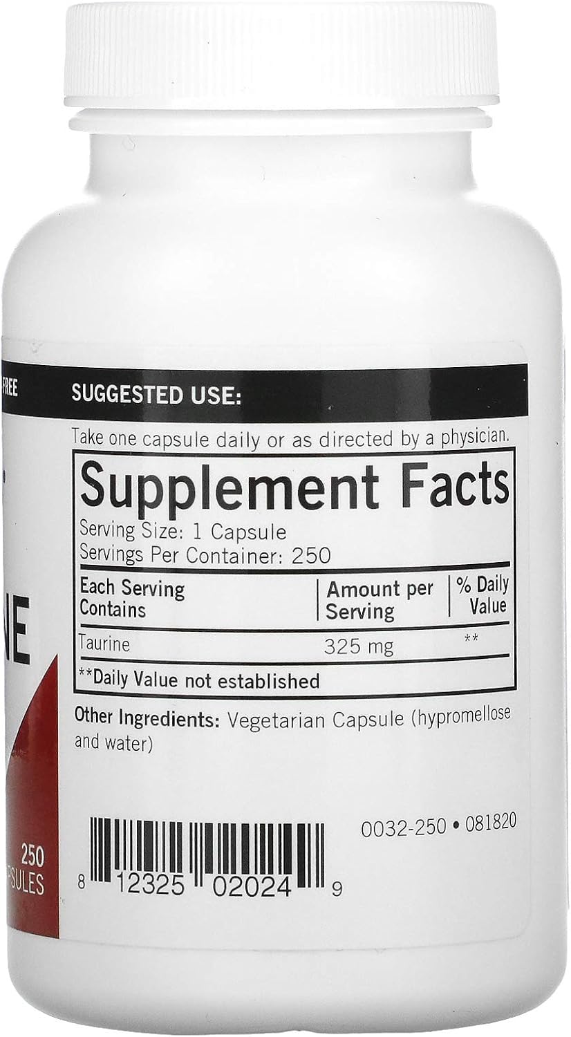 L-Taurine 325 mg Capsules - Hypo - 250 ct. : Health & Household