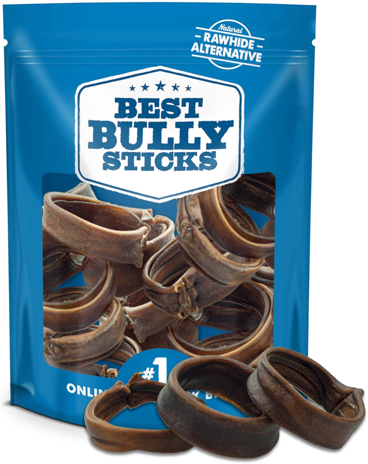 Best Bully Sticks All Natural Thick Ring Collagen Chews - Usa Baked & Packed - Highly Digestible, Limited Ingredient, Rawhide Alternative Dog Chew - Free-Range Grass-Fed Beef Dog Treats - 20 Pack