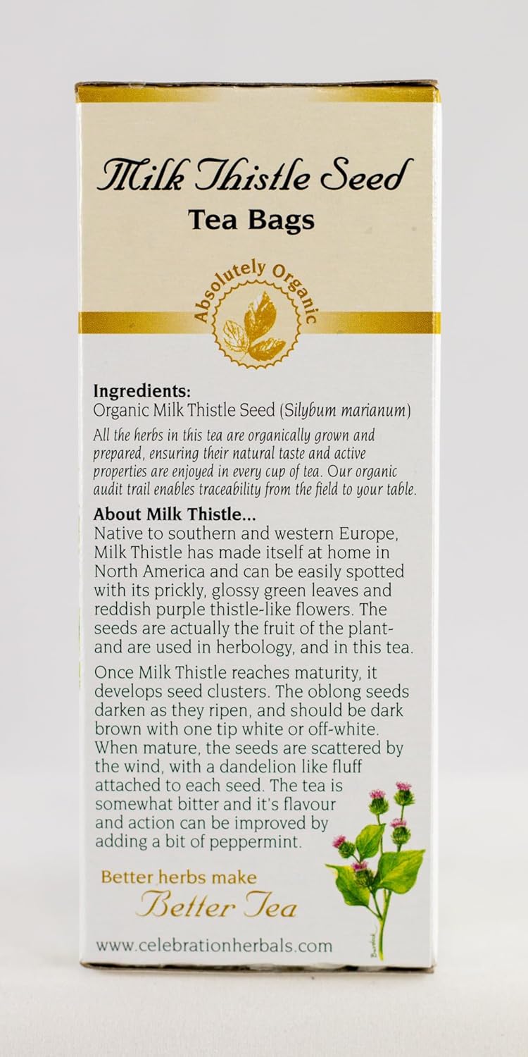 Celebration Herbals Organic Milk Thistle Seed Herbal Tea - 24 Tea Bags, Net Wt.60, 2.11 Oz : Herbal Supplements : Grocery & Gourmet Food