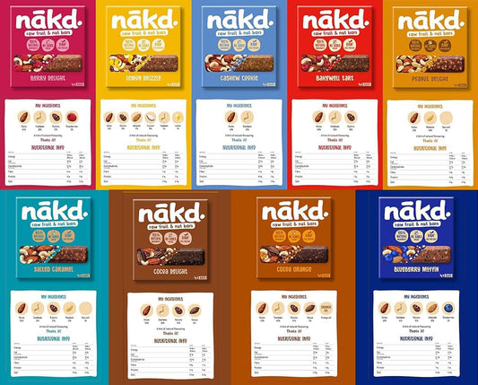 Nakd Bars Multipack 48 - Nakd Fruit And Nut Bars 48 X 35G. Breakfast, Snack Bars. Vegan, Dairy Free, Wheat Free, Gluten Free
