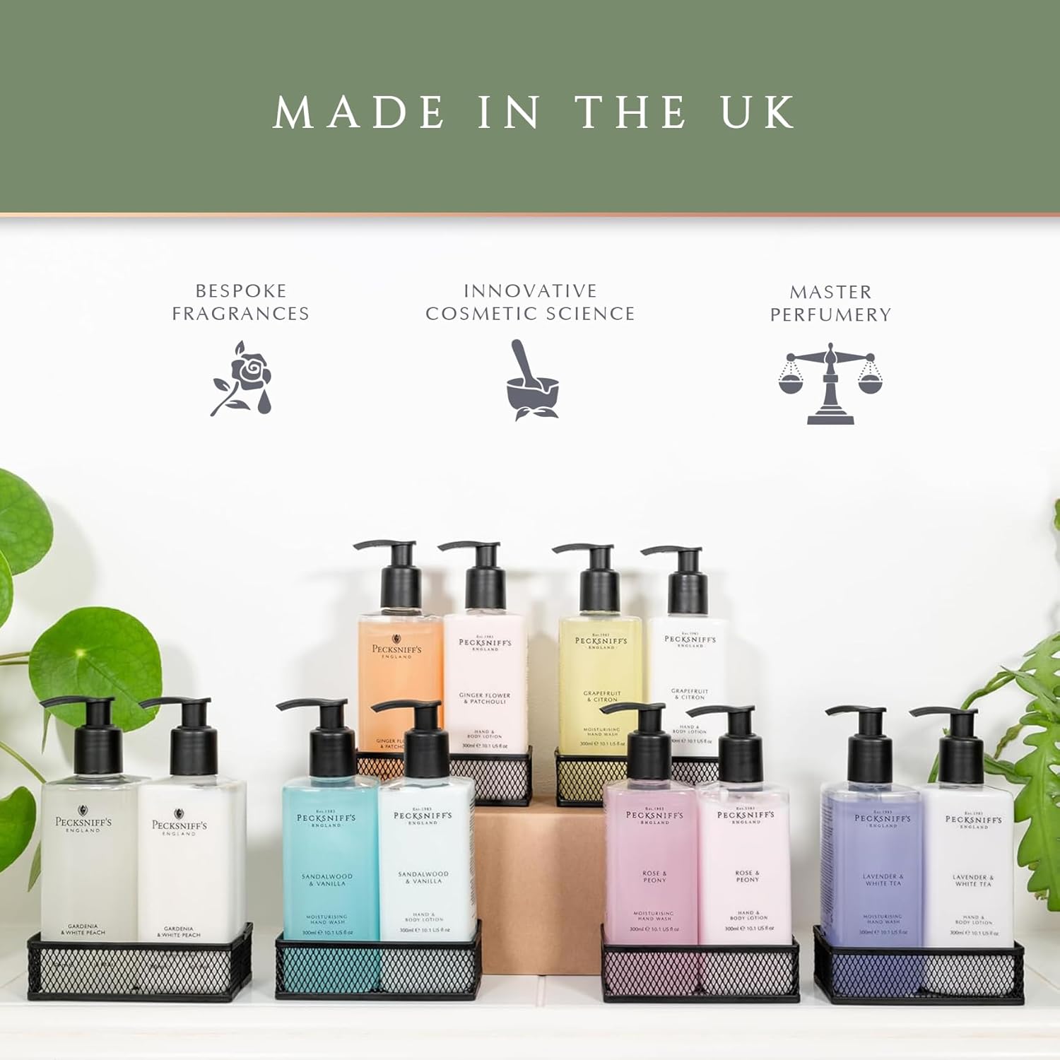 Pecksniff'S Gardenia & White Peach Hand Wash And Body Lotion Set, 300Ml 10.1 Fl. Oz. Each : Body Scrubs : Beauty & Personal Care