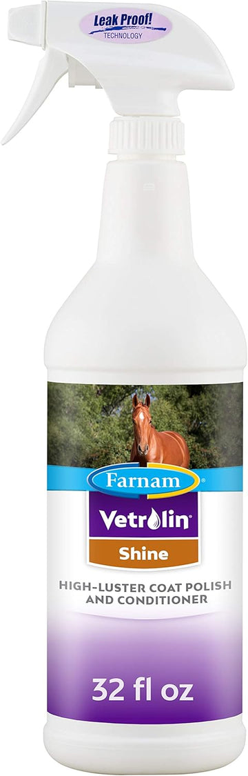 Farnam Vetrolin Shine Coat Conditioner & Shine Spray For Horses & Dogs 32 Ounces