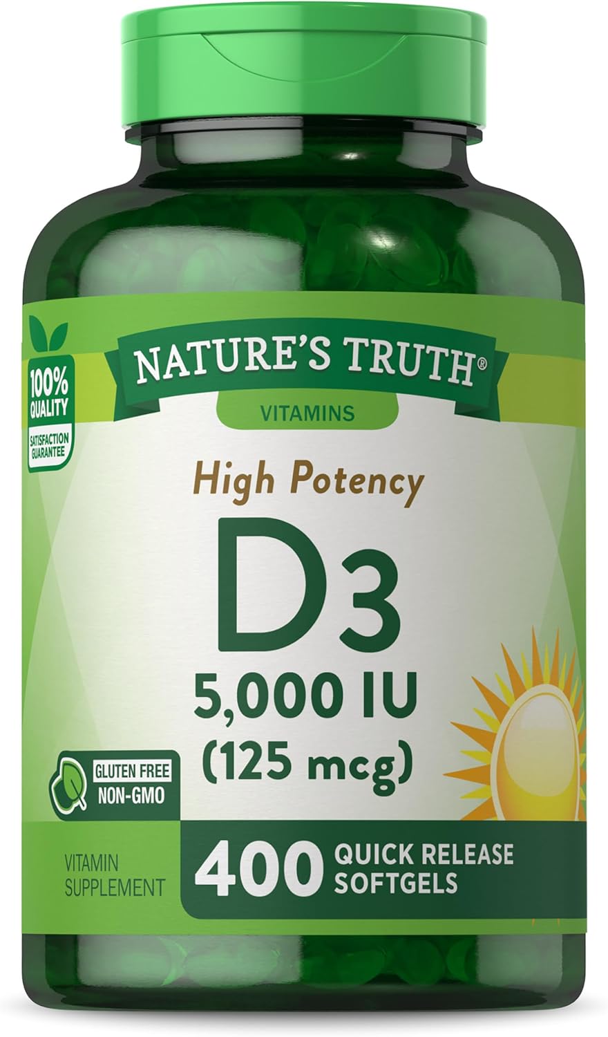 Nature'S Truth Vitamin D3 5000 Iu | 400 Softgels | High Potency | Non-Gmo & Gluten Free Supplement