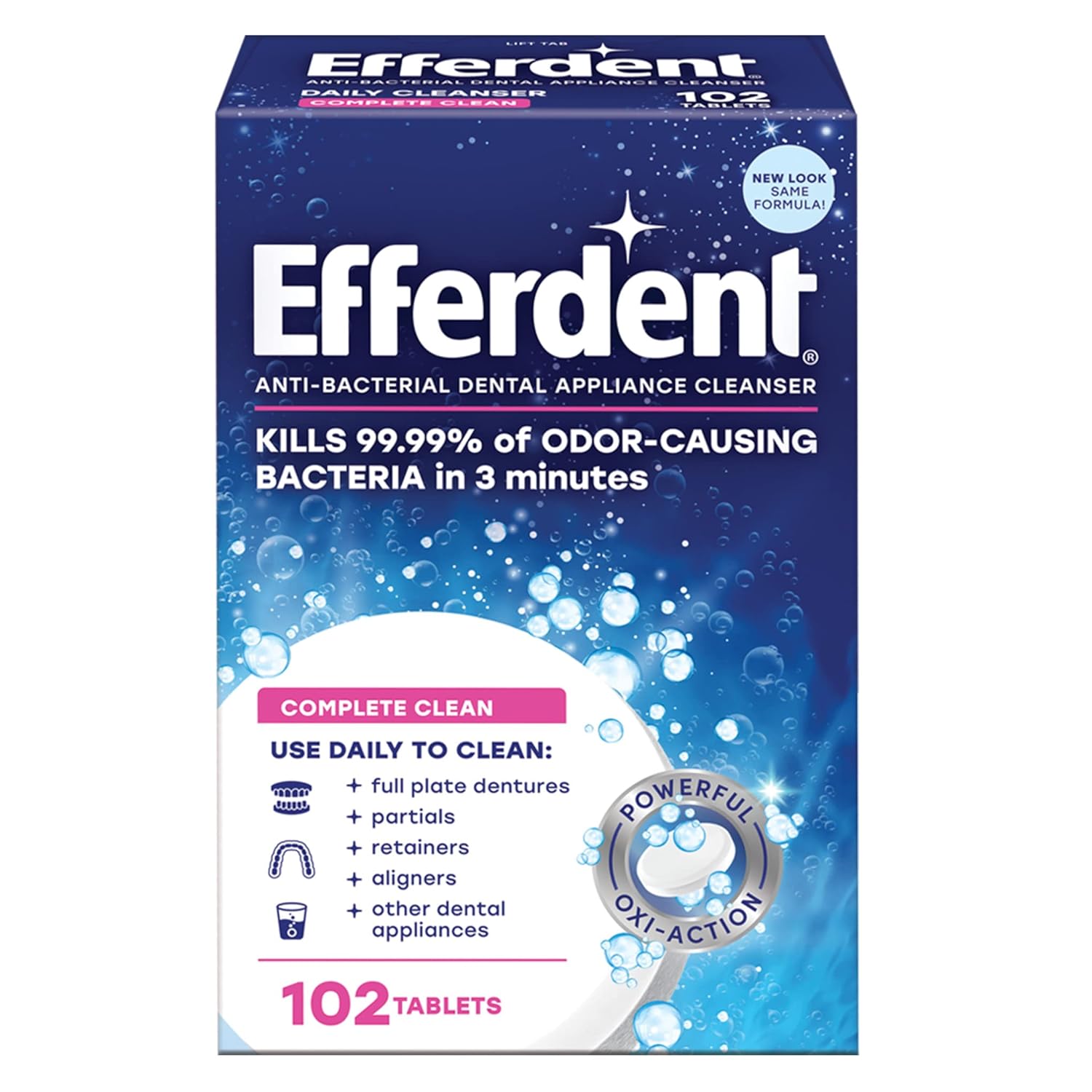 Efferdent Denture Cleanser Tablets, Complete Clean, Cleanser For Retainer And Dental Appliances, 44 Tablets