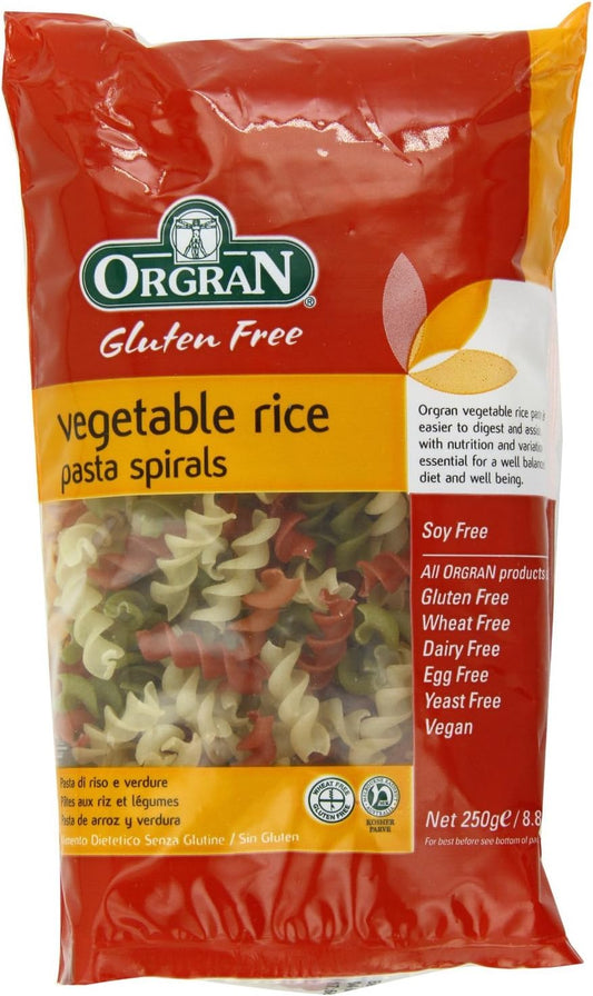 Orgran Gluten Free Vegetable Rice Pasta Spirals 250G - Pack Of 6