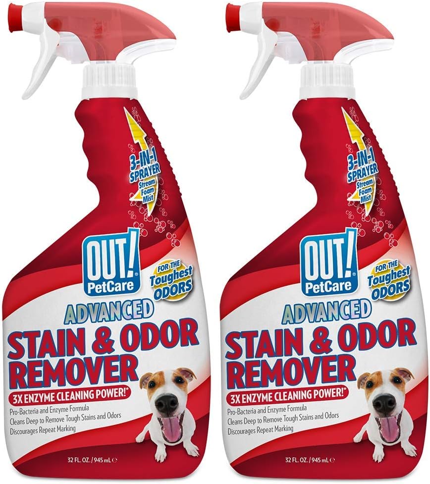 OUT! PetCare Advanced Stain and Odor Remover | Pro-Bacteria and Enzyme Formula for Tough Stains and Odor | 32 oz (Pack of 2)