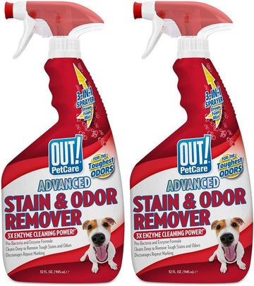 OUT! PetCare Advanced Stain and Odor Remover | Pro-Bacteria and Enzyme Formula for Tough Stains and Odor | 32 oz (Pack of 2)