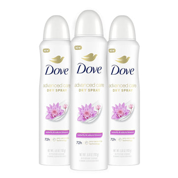 Dove Advanced Care Antiperspirant Deodorant Spray Waterlily & Sakura Blossom 3 Count Moisturizing For After-Shaving Care 72-Hour That Boost Skin'S Ceramide Levels For Soft Underarms 3.8 Oz