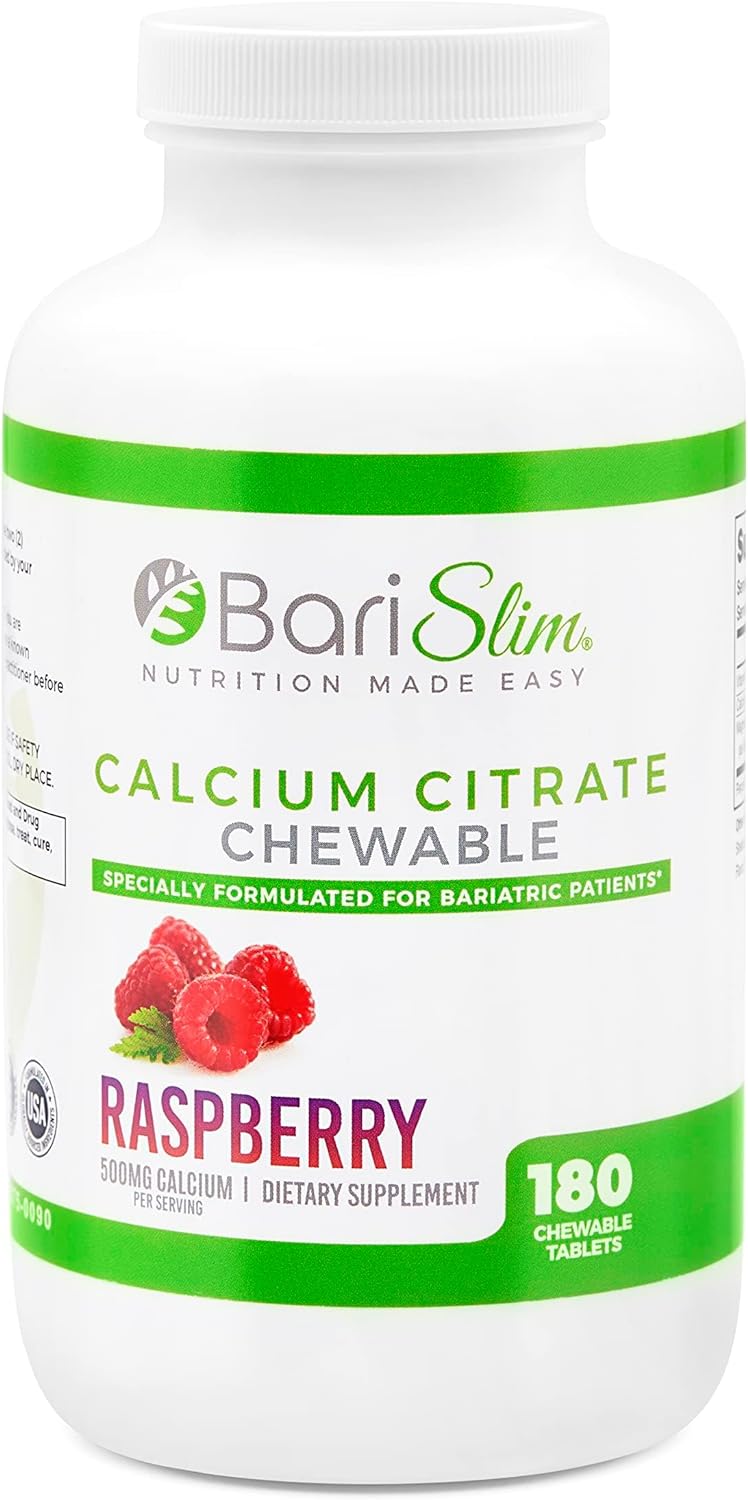 Bariatric Calcium Citrate with Magnesium & Vitamin D Tabs - 500mg Calcium Citrate - Formulated for Post Weight Loss Surgery - Supports Bone Health | Raspberry Flavor