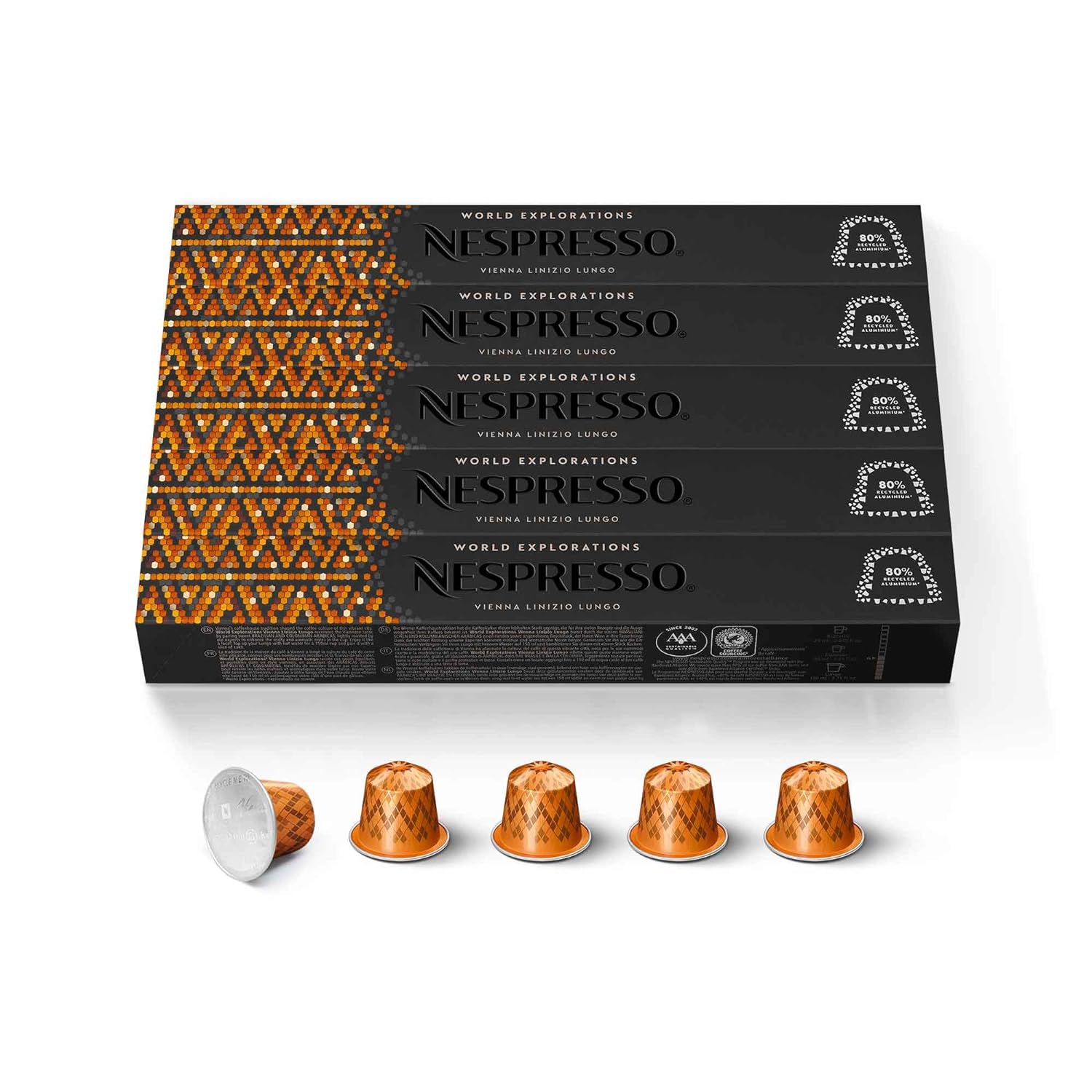 Nespresso Capsules Originalline, Vienna Lungo, Medium Roast Coffee, 50-Count Espresso Coffee Pods