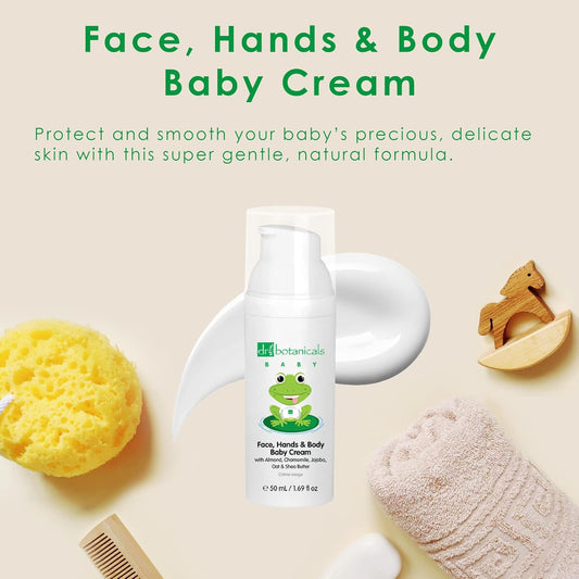 Dr Botanicals Face, Hands & Body Baby Cream | With Almond, Chamomile, Jojoba, Oat & Shea Butter | Dermatologically Tested, 99.67% Natural, 100% Vegan | 50Ml