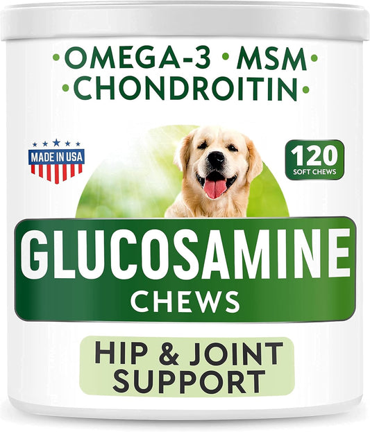 Glucosamine Dog Treats + Grass Treatment For Dog Urine Bundle - Hip Support And Joint Pain Relief Supplement W/ Chondroitin, Msm, Omega-3 + Pee Lawn Repair W Probiotics - Dog Urine Neutralizer