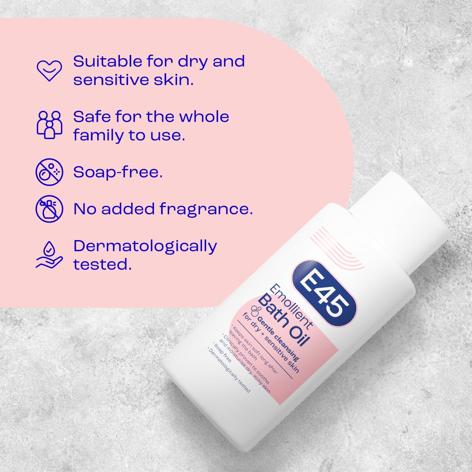 E45 Bath Oil 500 ml – E45 Bath Oil Emollient to Moisturise & Hydrate Dry Skin – Gently Cleanses for Soft Skin – Soap Free & Perfume Free Emollient Bath & Shower Oil Body Wash - Dermatologically Tested : Amazon.co.uk: Grocery