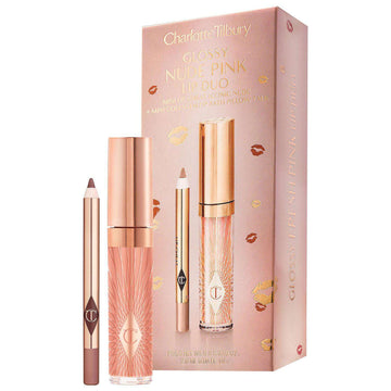 Charlotte Tilbury Mini Glossy Pink Lip Gloss + Lip Liner Set - Nude Pink : Beauty & Personal Care