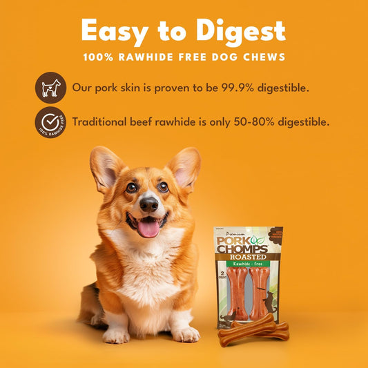 Pork Chomps Roasted Pressed Pork Skin Dog Chews, 4.5-Inch Bone, 2 Count