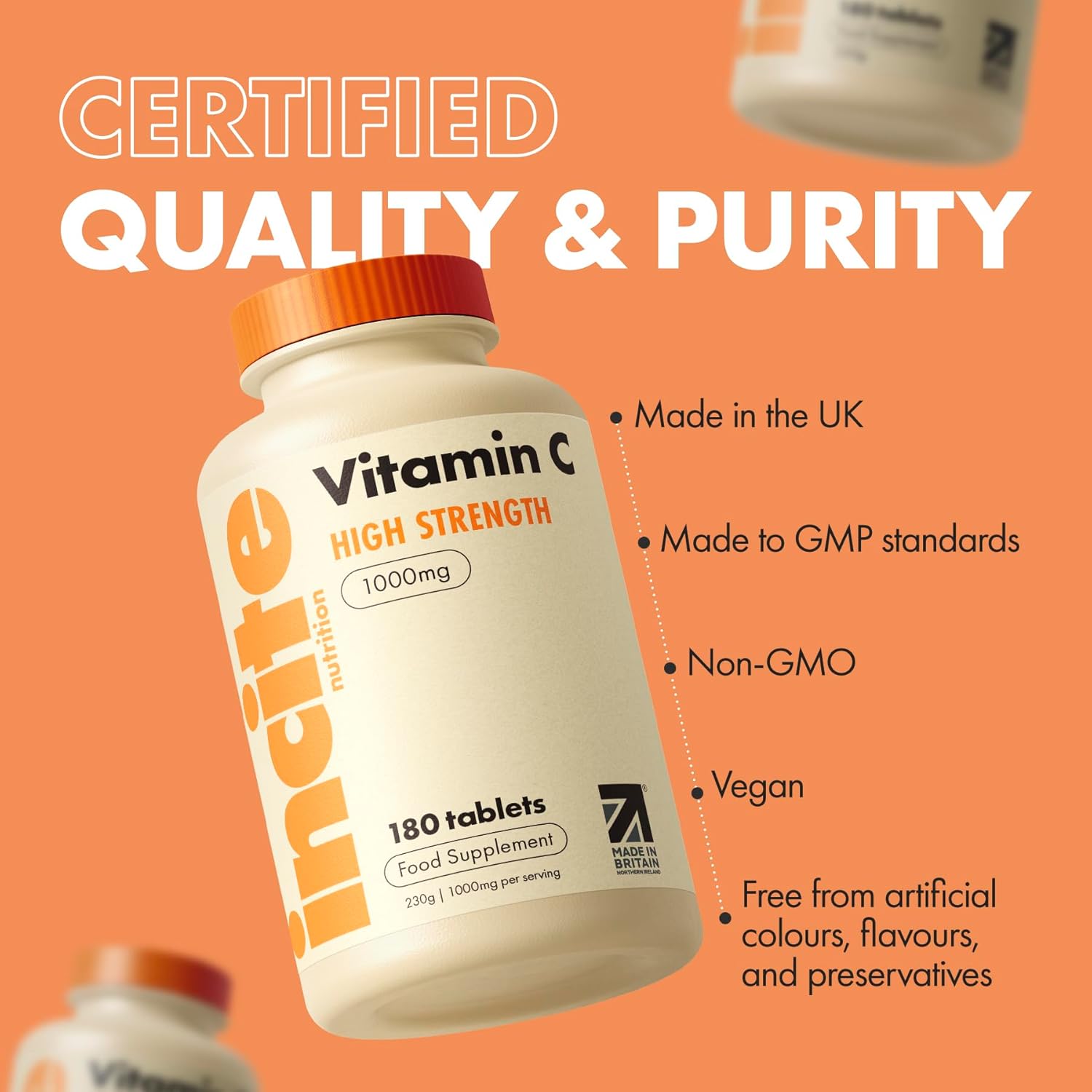 Vitamin C 1000mg | 180 Premium Tablets (6 Month’s Supply) | High Dose Quality Ascorbic Acid | Suitable for Vegetarian & Vegans| Made in The UK by Incite Nutrition® : Amazon.co.uk: Health & Personal Care
