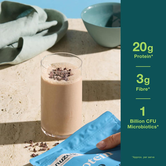Nuzest - Protein + Microbiotics – Gut Health - Plant Protein Powder - Rich Chocolate, 300G (10 Servings)