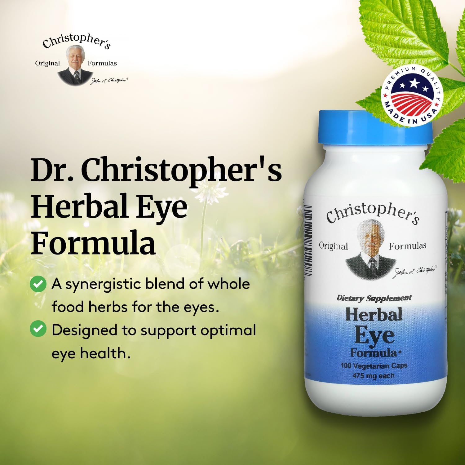 Dr. Christopher's Herbal Eye Formula - Eye Vitamins for Sight Care - Natural Eye Support Supplement with Whole Food Herbs for Optimal Visual Acuity : Health & Household