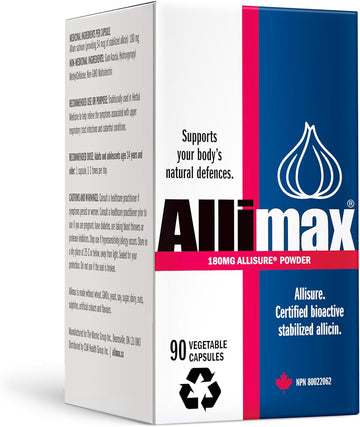 Allimax 180Mg 90 Capsules. Allicin Garlic Supplement To Support Your Body’S Immune Function. Contains Stabilized And Potent Bioactive Allicin, Extracted From Clean & Sustainable Spanish Grown Garlic