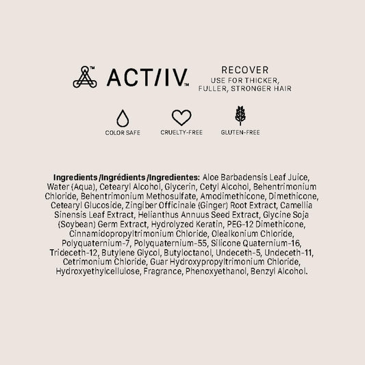 Actiiv Recover Thickening Conditioner (Unisex) | Supports Optimal Hair Care And Recovery, Strengthens & Hydrates, Promotes Thicker Fuller Hair, Plant-Based, Color-Safe, All Hair Types