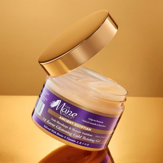 The Mane Choice Ancient Egyptian Anti-Breakage & Repair 24 Karat Gold Twisting Hair Gel, Definition & Shine Braid Gel For Dry, Damaged, Color Or Chemically-Treated Hair, Fights Split Ends, 12 Oz