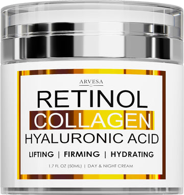 Retinol Cream For Face - Facial Moisturizer With Collagen And Hyaluronic Acid - Anti Aging Face Cream For Women And Men - Day And Night - Wrinkle - Neck & Décolleté