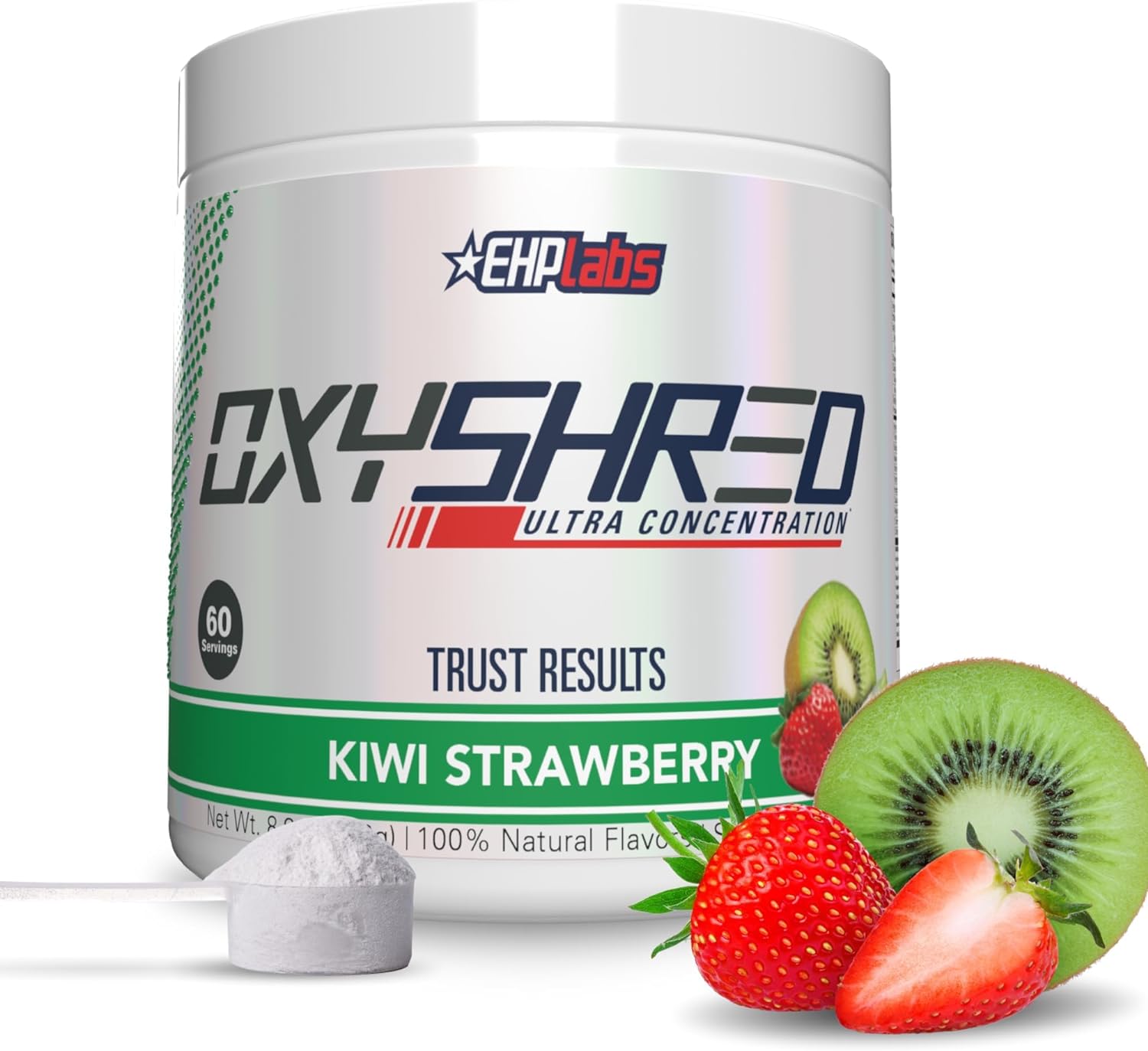 EHP Labs OxyShred Pre Workout Powder & Shredding Supplement - Preworkout Powder with L Glutamine & Acetyl L Carnitine, Energy Boost Drink - Kiwi Strawberry, 60 Servings
