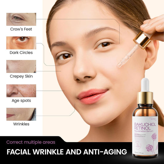 Bakuchiol Retinol Serum Alternative For Face: Bakuchiol Serum With Vitamin B5 And 2% Hyaluronic Reduce Black Spots Suitable For Women And Men