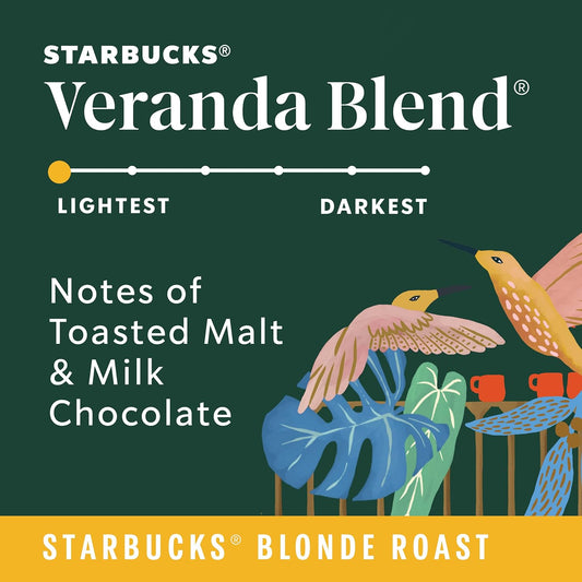 Starbucks Ground Coffee, Starbucks Blonde Roast Coffee, Veranda Blend, 100% Arabica, 1 Bag (12 Oz)