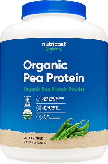 Nutricost Organic Pea Protein Isolate Powder (5Lbs) - Unflavored, Certified Usda Organic, Protein From Plants, Vegetarian Friendly, Gluten Free, Non-Gmo