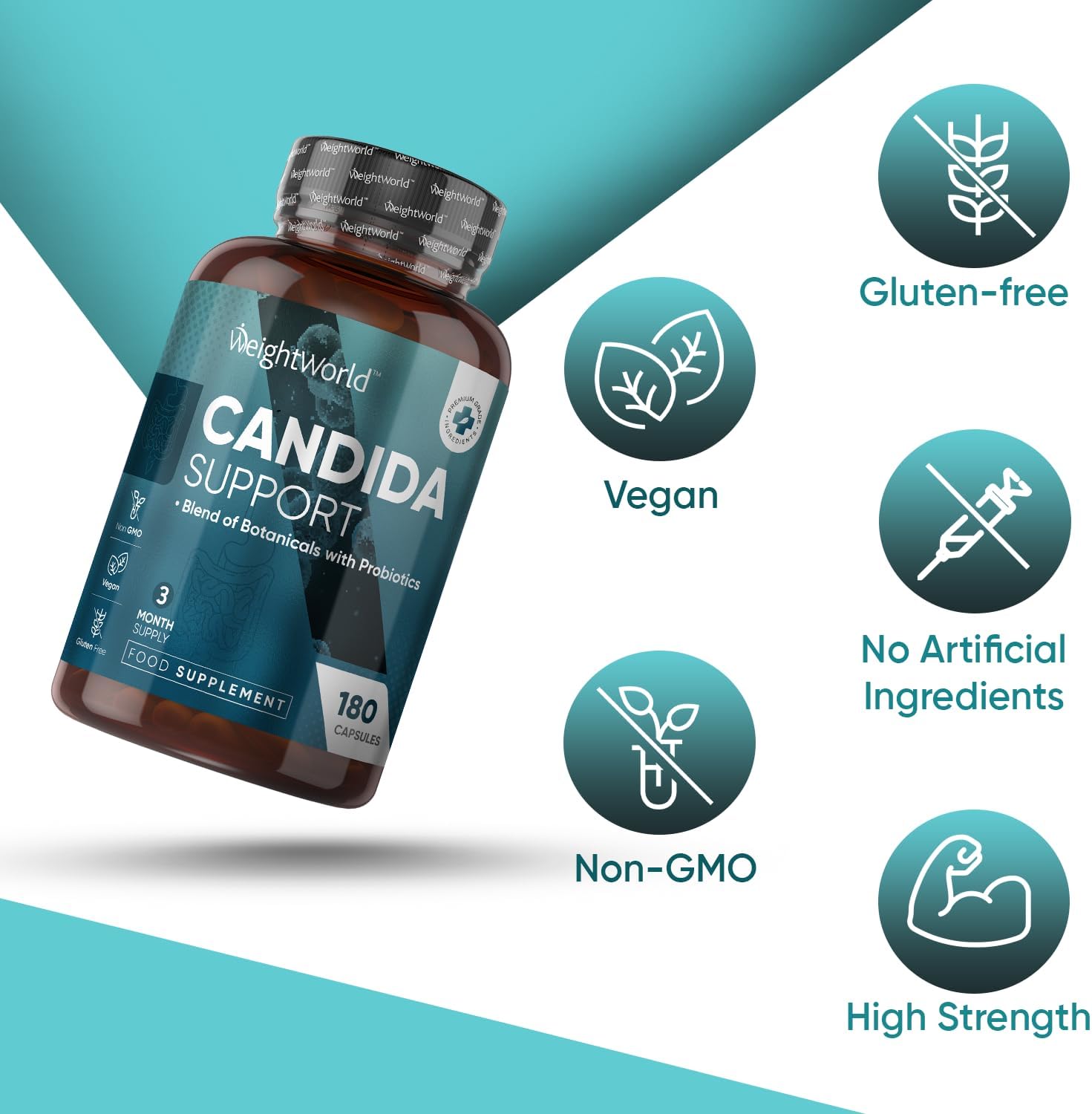 Candida Support - 180 Vegan Capsules - 3 Months Supply - For Men & Women - With Aloe Vera, Caprylic Acid, Grape Seed Extract & Rosemary Powder & Probiotics 400 Million CFU - Candida Cleanse Supplement : Amazon.co.uk: Health & Personal Care