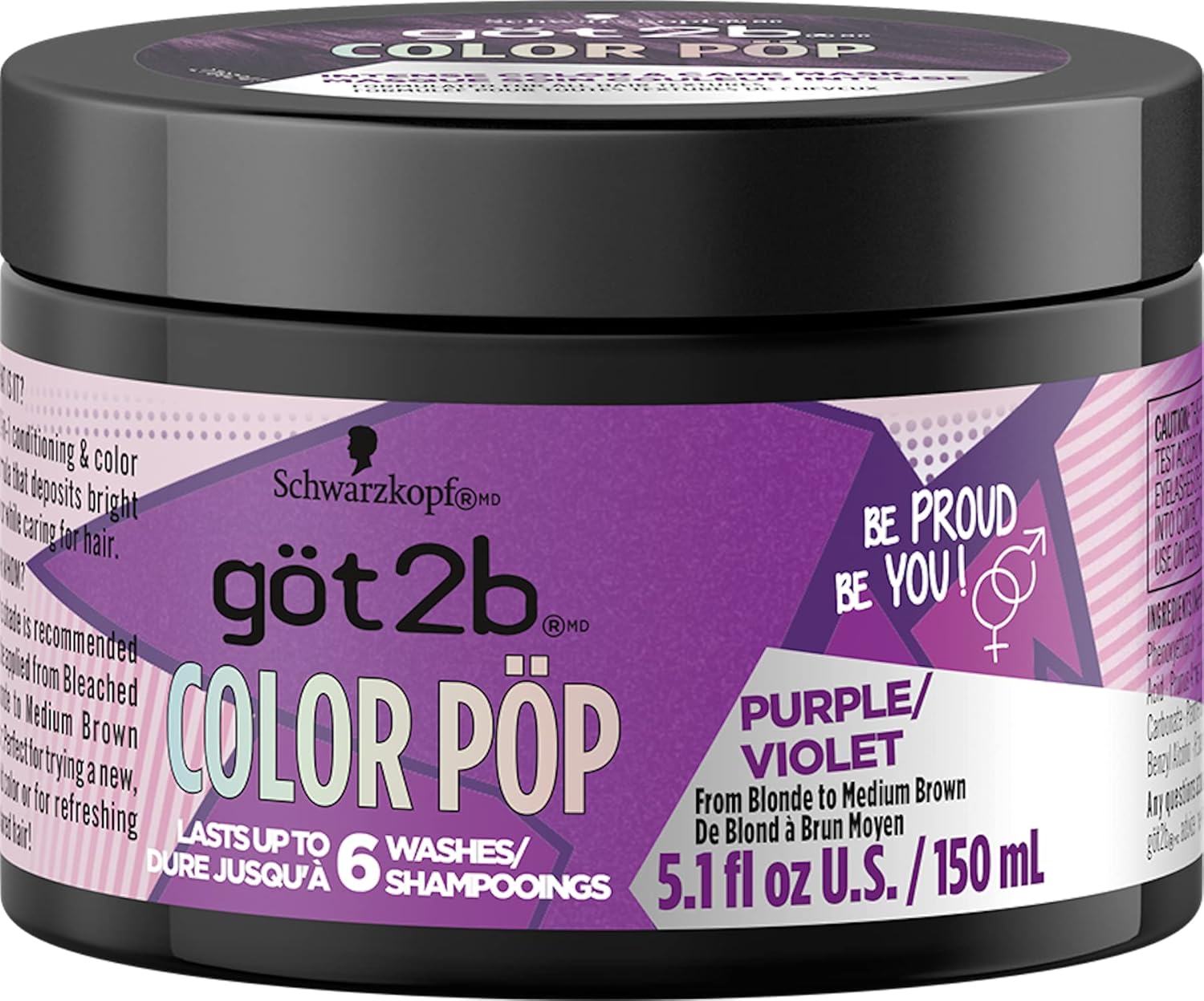 Got2B Color Pop Semi-Permanent Hair Color Mask, Purple, 5.1 Oz