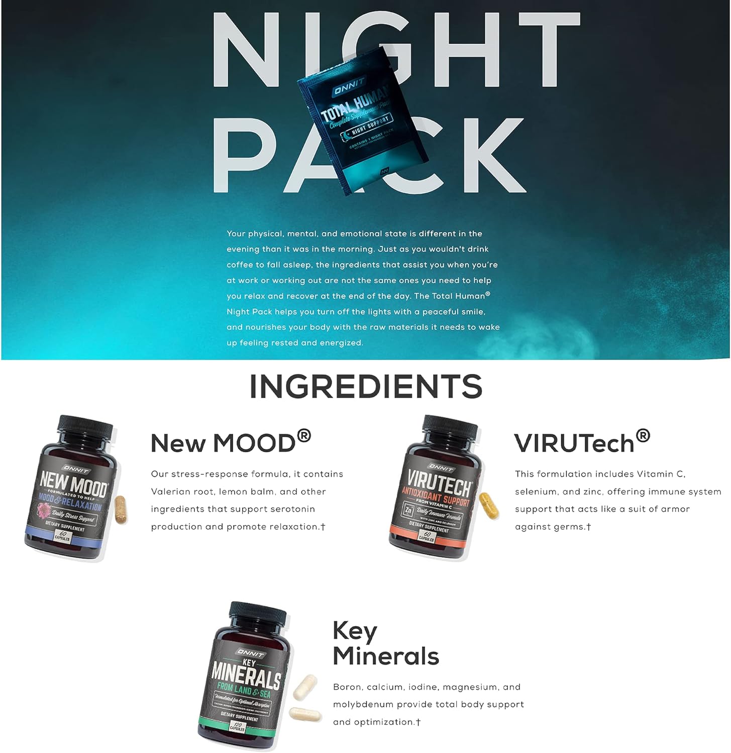 ONNIT Total Human Day and Night Vitamin Packs for Men and Women,Capsule, 30-Day Supply - Adult Multivitamin : Health & Household