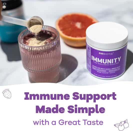 Immune Support Supplement - Immunity Defense Powder Wellness Booster - Vegan Superfood - Elderberry, Turmeric, Vitamin C Powder And B12 Supplement, Non-Gmo And Sugar Free (Berry)