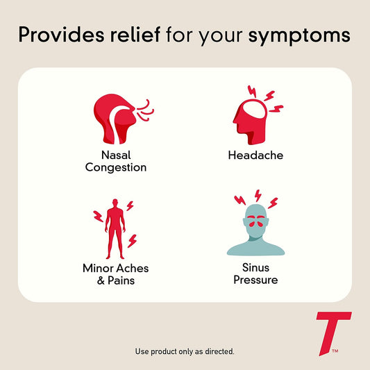 Tylenol Sinus Severe Daytime Caplets For Pain & Congestion Relief, 50 Travel Packs Of 2 Ct