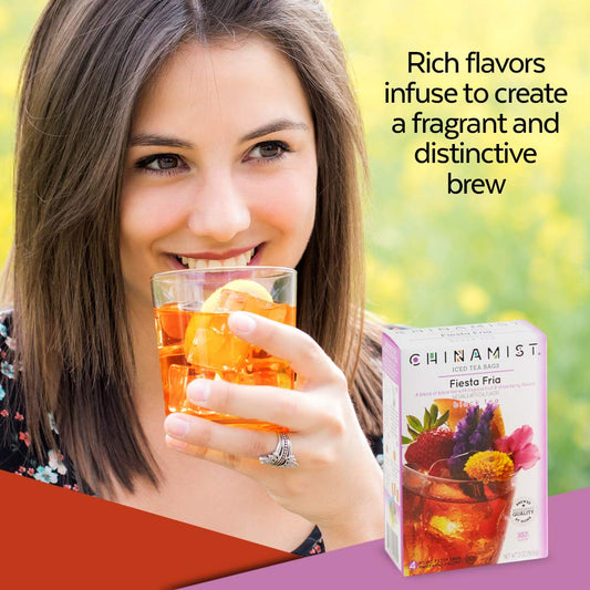 China Mist Iced Tea – Fiesta Fria Black Tea Infusion – Refreshing And Delicious – Each Tea Bag Yields 1/2 Gallon – 4 Bags