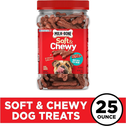 Milk-Bone Soft & Chewy Dog Treats, Bacon Recipe, 25 Ounce, Made With Real Bacon