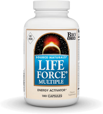 Source Naturals Life Force Multiple, Energy Activator* Iron Free, Daily Multivitamin High Potency Essential Vitamins, Minerals, Antioxidants & Nutrients - 180 Capsules