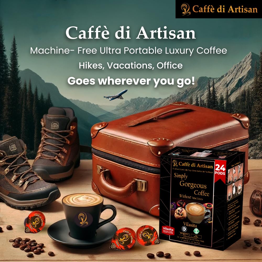 Caffè Di Artisan Liquid Coffee Pods – Premium Single-Serve Coffee For Cold Brew Concentrate, Iced Coffee & Hot Coffees – Machine-Free, Eco-Friendly, Ready In Seconds. Rich; Vilasita; Arabica; Medium Dark Roast – 24 Count