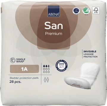 Abena San 1A Premium Incontinence Pads Women and Men. Suitable to be Used as Sanitary Pads, Incontinence Pads Men, Postpartum Pads, Panty Liners, Pads for Women | 200ml Absorbency | 28 Pack |