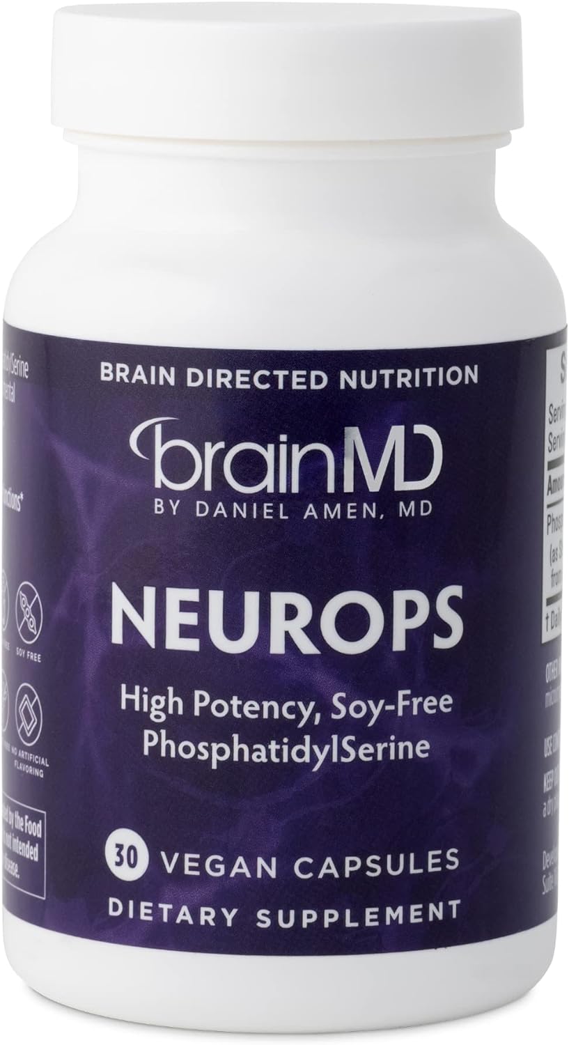 Dr Amen BrainMD NeuroPS - 30 Capsules - 150 mg PhosphatidylSerine - Promotes Mental Focus, Energy & Memory - Gluten Free - 30 Servings