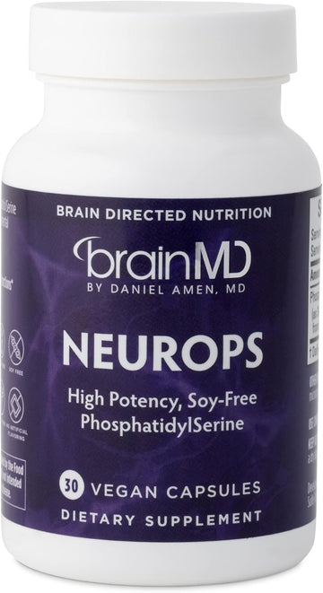 Dr Amen Brainmd Neurops - 30 Capsules - 150 Mg Phosphatidylserine - Promotes Mental Focus, Energy & Memory - Gluten Free - 30 Servings
