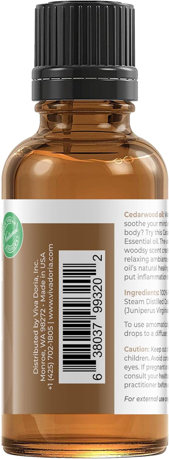 Viva Doria 100% Pure Cedarwood Essential Oil, Therapeutic Grade, Virginia Cedarwood Oil, 30 mL (1 Fluid Ounce) : Health & Household