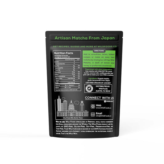 Wild Foods Organic Matcha Green Tea Powder, Ceremonial Grade, Authentic Japanese Matcha Grown In Japan, Jas Certified Organic (4 Oz)